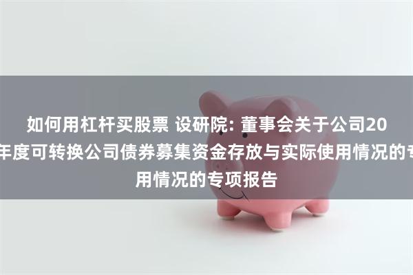 如何用杠杆买股票 设研院: 董事会关于公司2024年半年度可转换公司债券募集资金存放与实际使用情况的专项报告